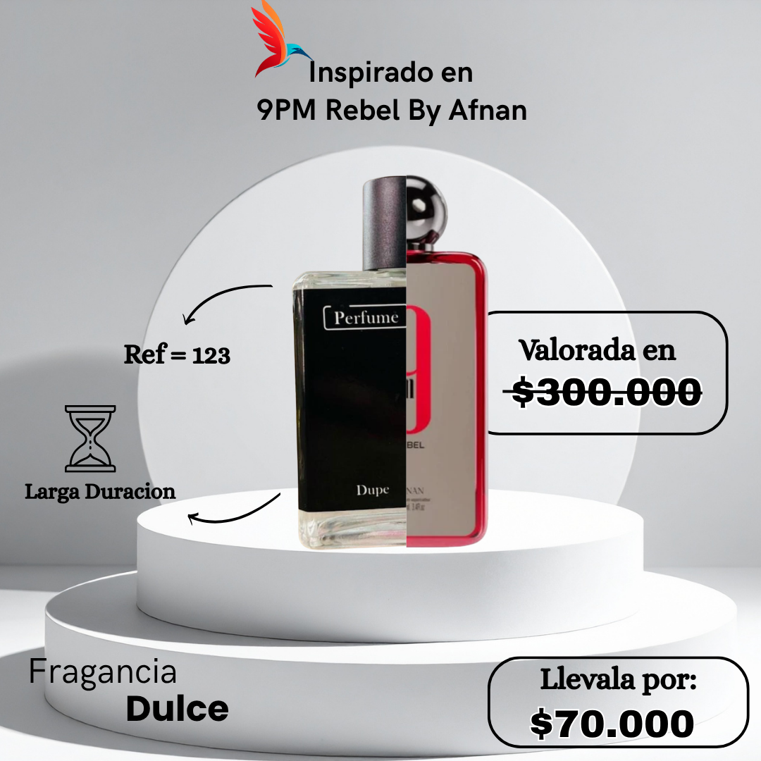 Perfume M123 inspirado en 9PM Rebel by Afnan