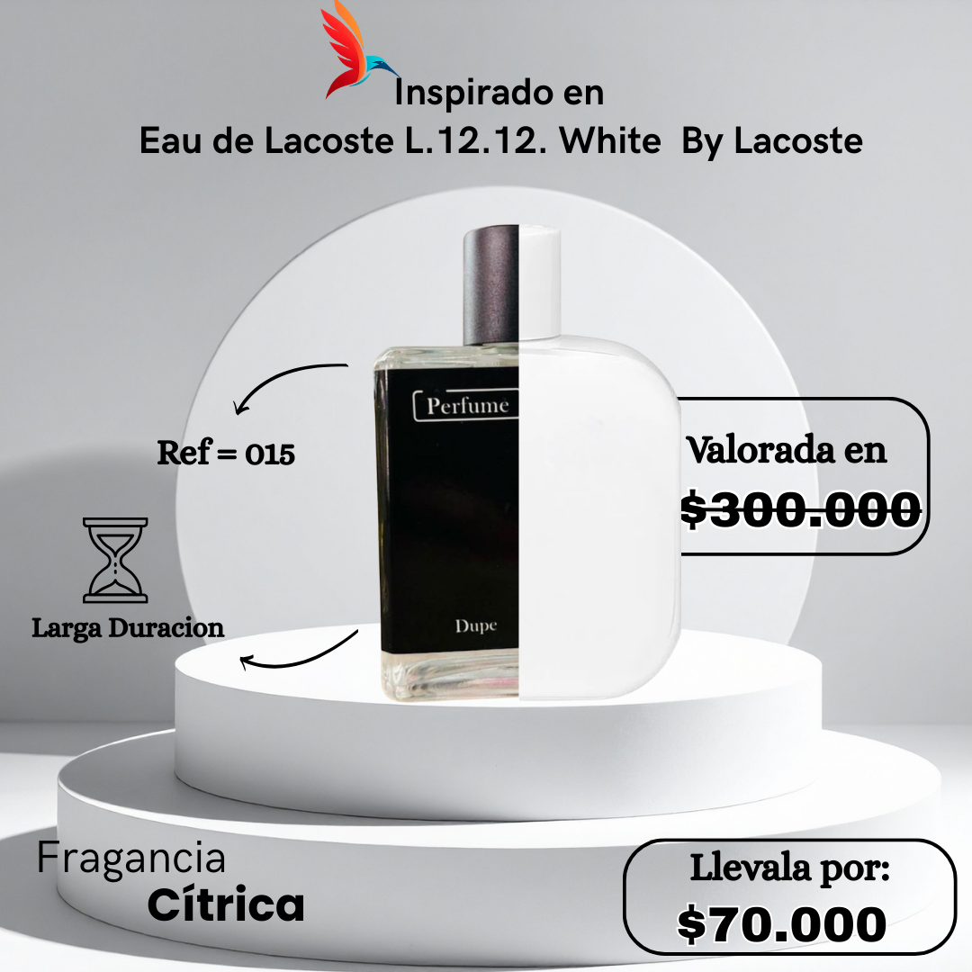 Perfume M015 Inspirado en Eau de Lacoste L.12.12. White By Lacoste