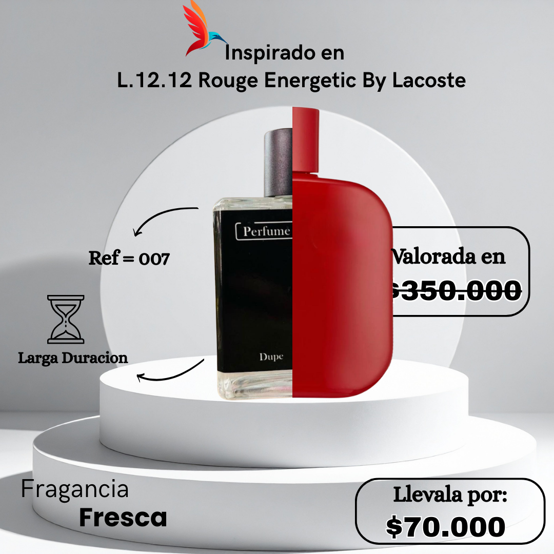 Perfume M007 Inspirado en  L.12.12 Rouge Energetic By Lacoste