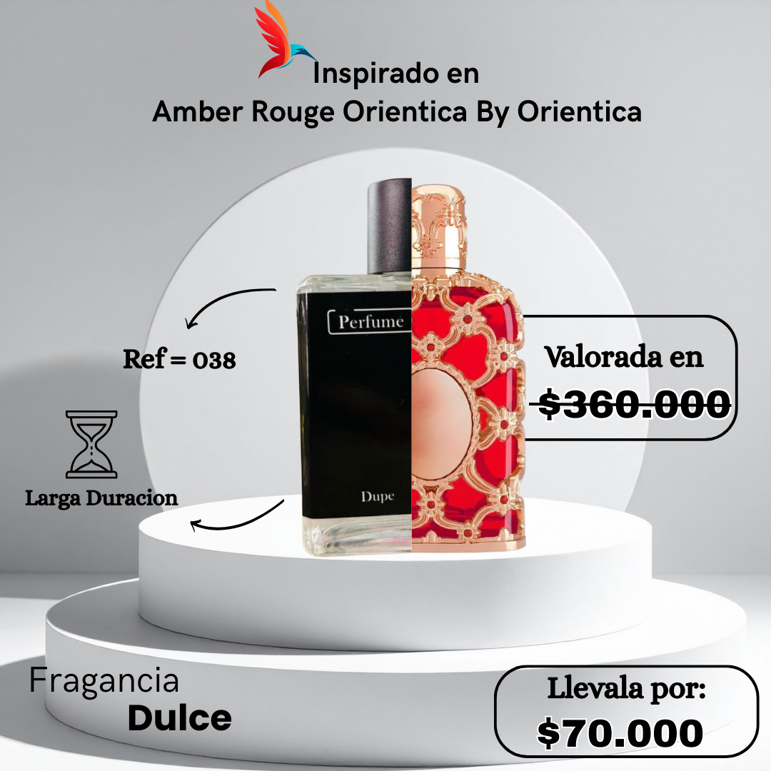 Perfume M038 inspirado en Amber Rouge by Orientica