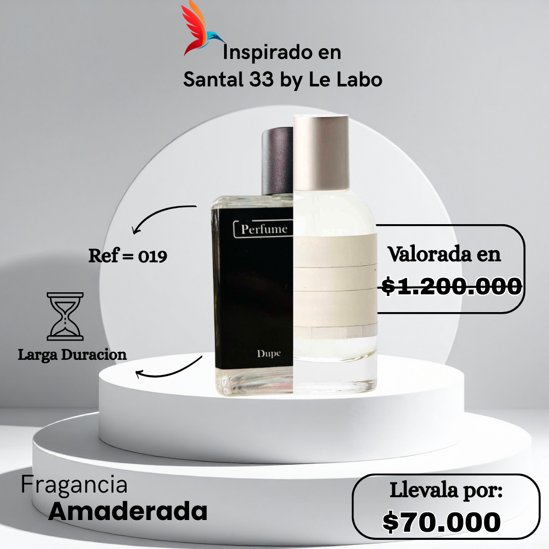 Perfume M019 Inspirado en Santal 33 By Le Labo